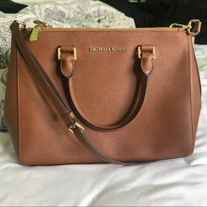 Barely Used Michael Kors brown leather handbag